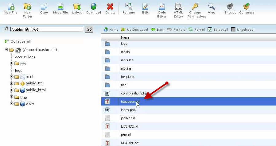 .htaccess file in the file system